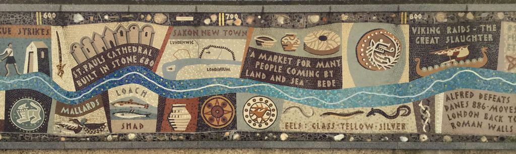 Section of the Queenhithe Mosaic, a 30 meter visual history of London I found while wandering the Thames.